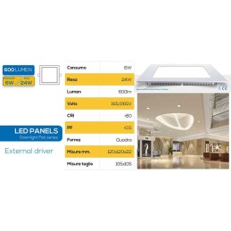 Pannello LED quadrato da incasso 6W SMD luce fredda