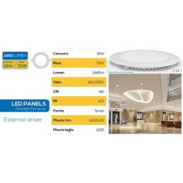Pannello LED rotondo 18W SMD - Luce calda