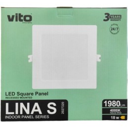 Pannello LED quadrato da incasso 205*205 18W 4000K luce naturale