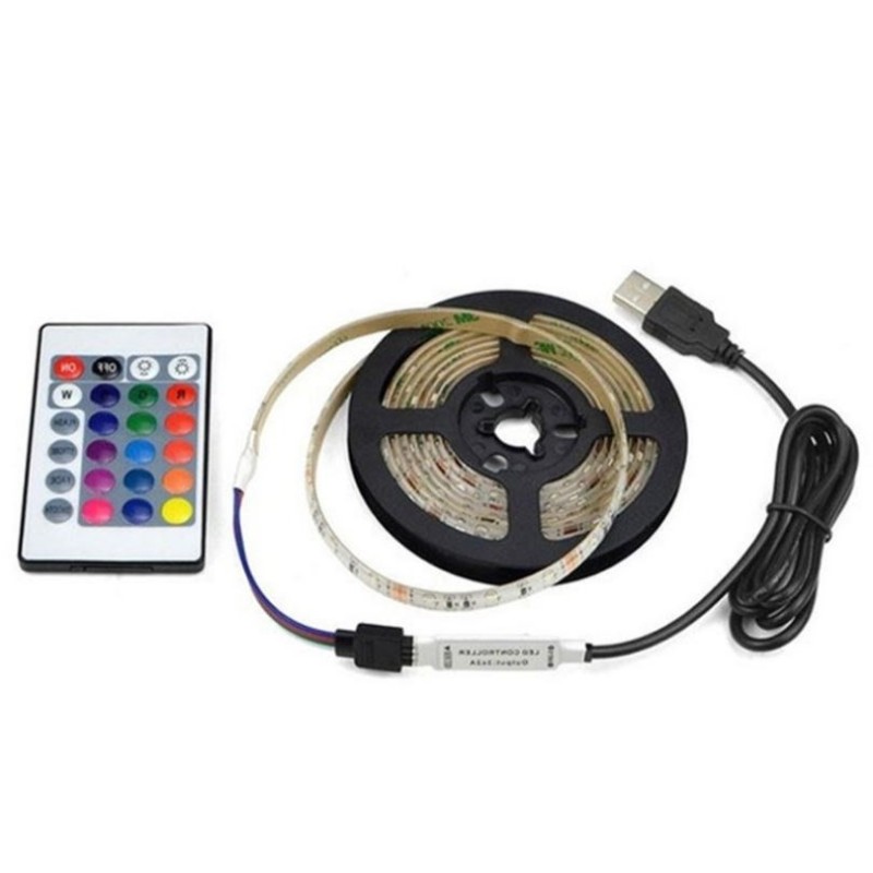 Striscia LED RGB 2m IP65 cavo di alimentazione USB con telecomando