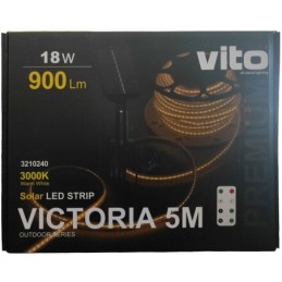 Striscia LED da esterno 5m con pannello solare 18W 900Lm 3000k luce calda