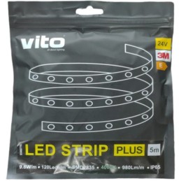Striscia LED 24V 120CHIPS/m 9,6W/m 980Lm 4000K luce calda 5m