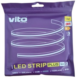 Striscia LED 12V 320xCOB 12W IP20 luce naturale 4000K 5m