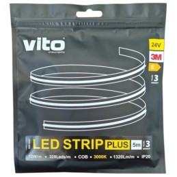 Striscia LED COB 24V 3000K luce calda 1320lm/m 12W/m IP20 5m
