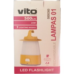 Torcia LED ricaricabile 25W 500Lm 6000K luce fredda