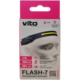 Torcia led ricaricabile da fronte 3W/1W 6000k luce fredda 300/100lm con sensore di movimento
