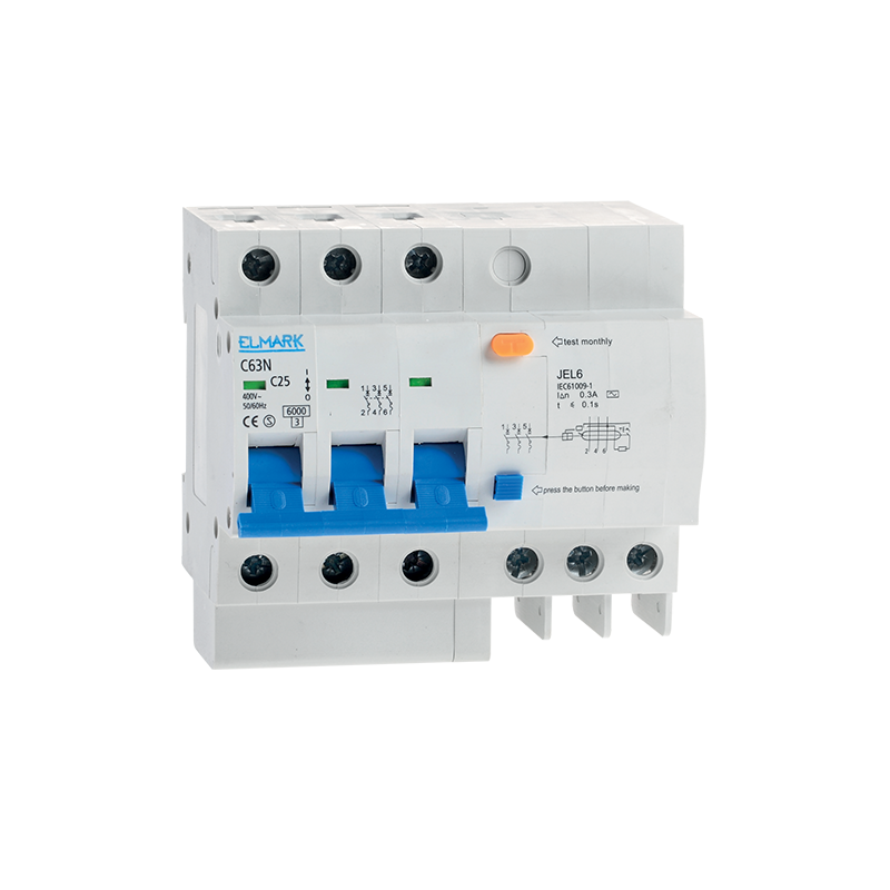Interruttore differenziale con controllo elettronico di corrente residua JEL6 C16 3P 16A/300MA Elmark
