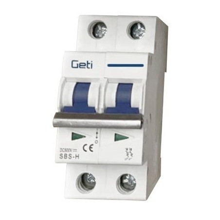 Interruttore magnetotermico per impianti fotovoltaici 2 poli 32A Geti