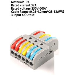 Morsettiera 3 INPUT / 6 OUTPUT  0.08-4.0mm ²/28-12AWG