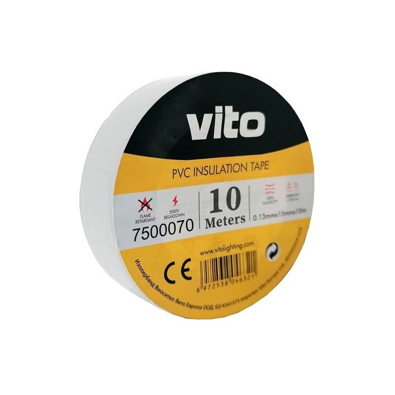 Nastro isolante 15mm 10m bianco Vito