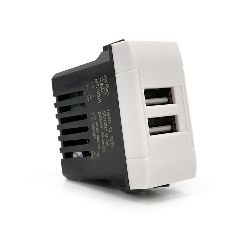Alimentatore doppia presa USB 5V 2A Bianco compatibile Living International