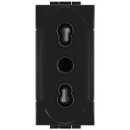 Presa bivalente 10A-16A 250V 2P+T nero compatibile con serie Living International