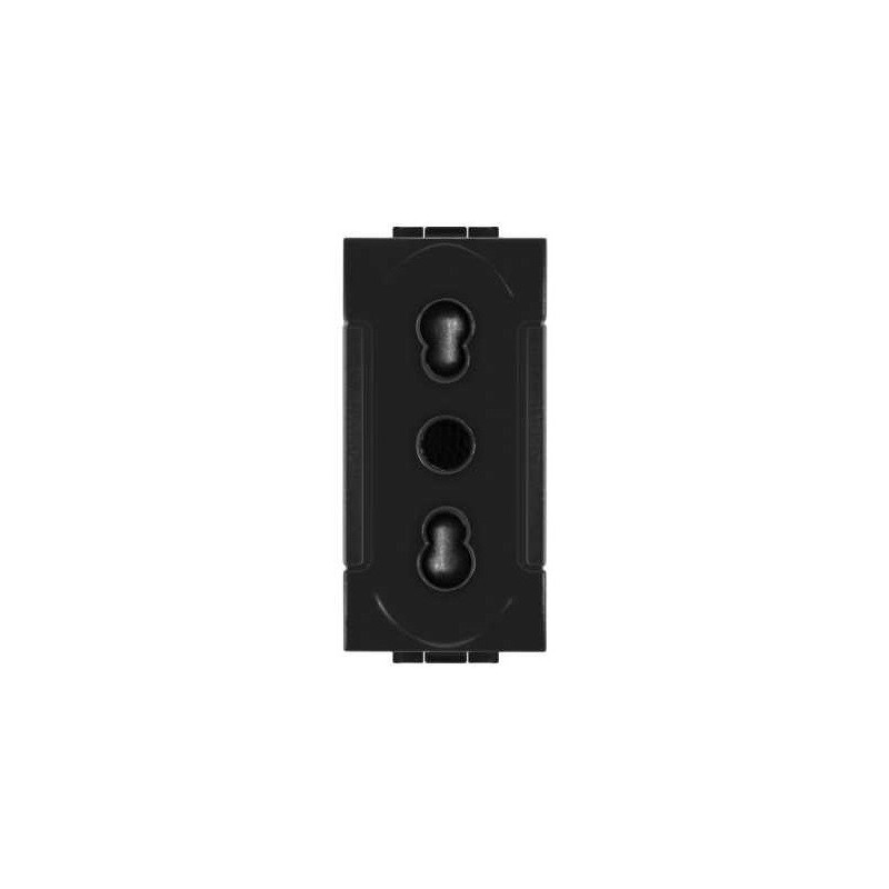 Presa bivalente 10A-16A 250V 2P+T nero compatibile con serie Living International