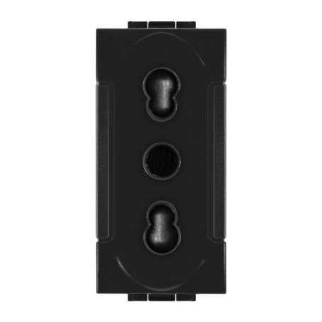 Presa bivalente 10A-16A 250V 2P+T nero compatibile con serie Living International