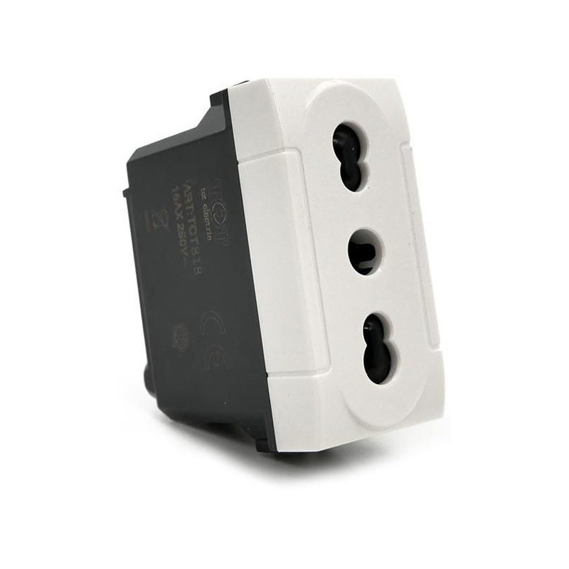 Presa bivalente 10-16A 250V compatibile Living International Bianco
