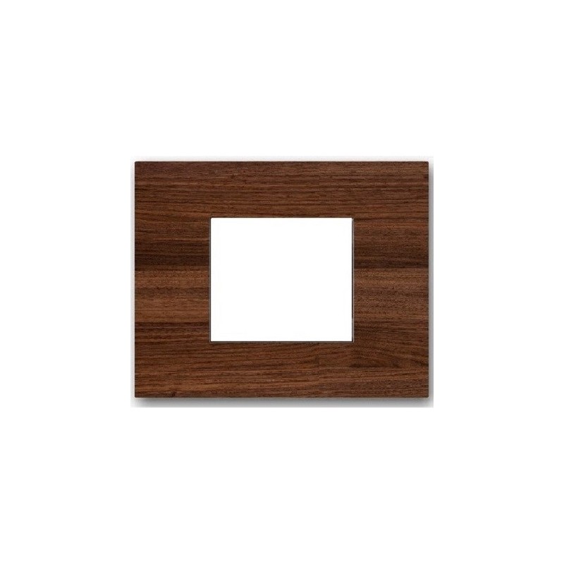 Placca 2 posti quadrata ciliegio compatibile Living International