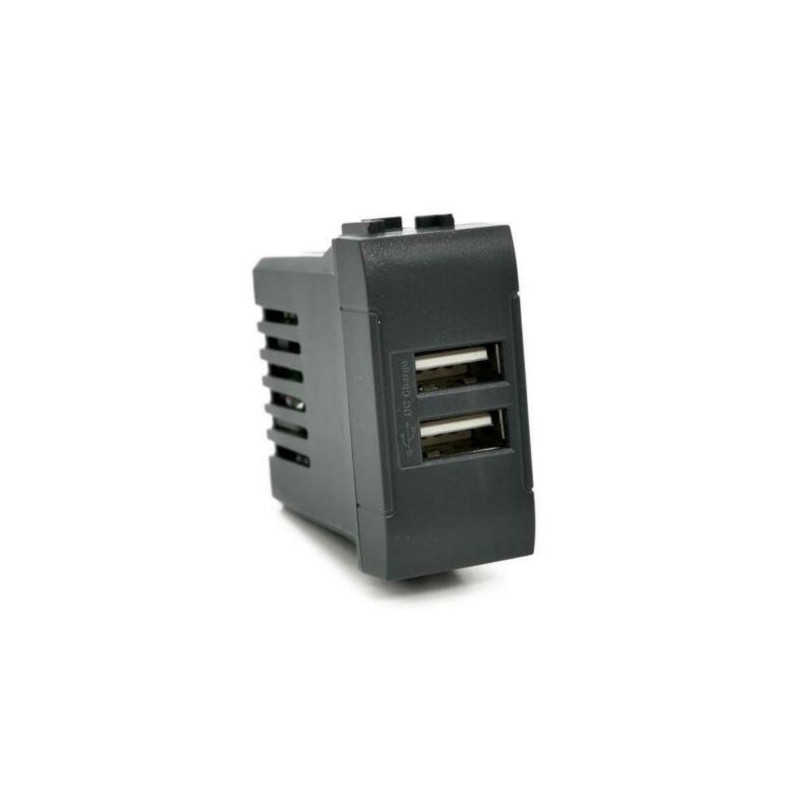 Alimentatore doppia presa USB 5V 2A nero compatibile Living International