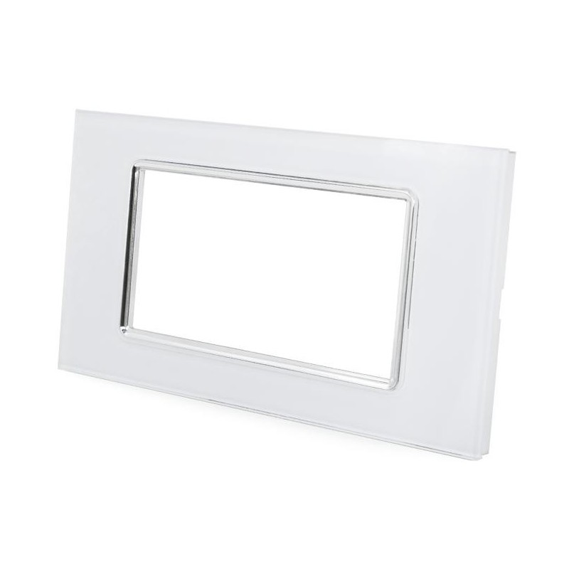 Placca in vetro bianco 4 posti compatibile Living International