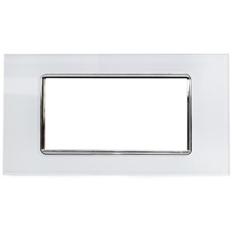 Placca in vetro bianco 4 posti compatibile Living International