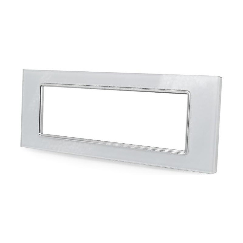 Placca in vetro bianco 7 posti compatibile Living International