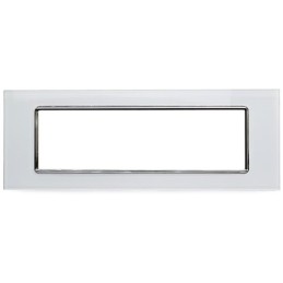 Placca in vetro bianco 7 posti compatibile Living International