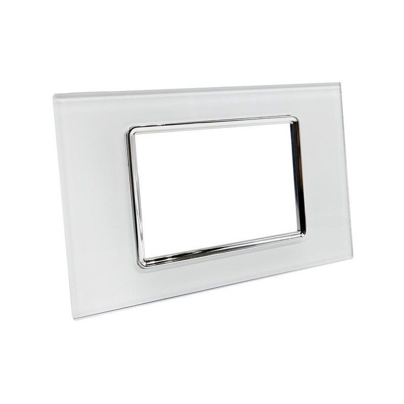 Placca in vetro bianco 3 posti compatibile Living International