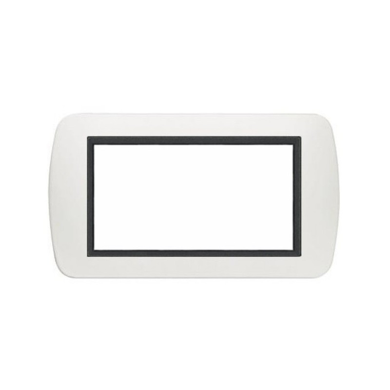 Placca 4 posti bianca in metallo compatibile Living International