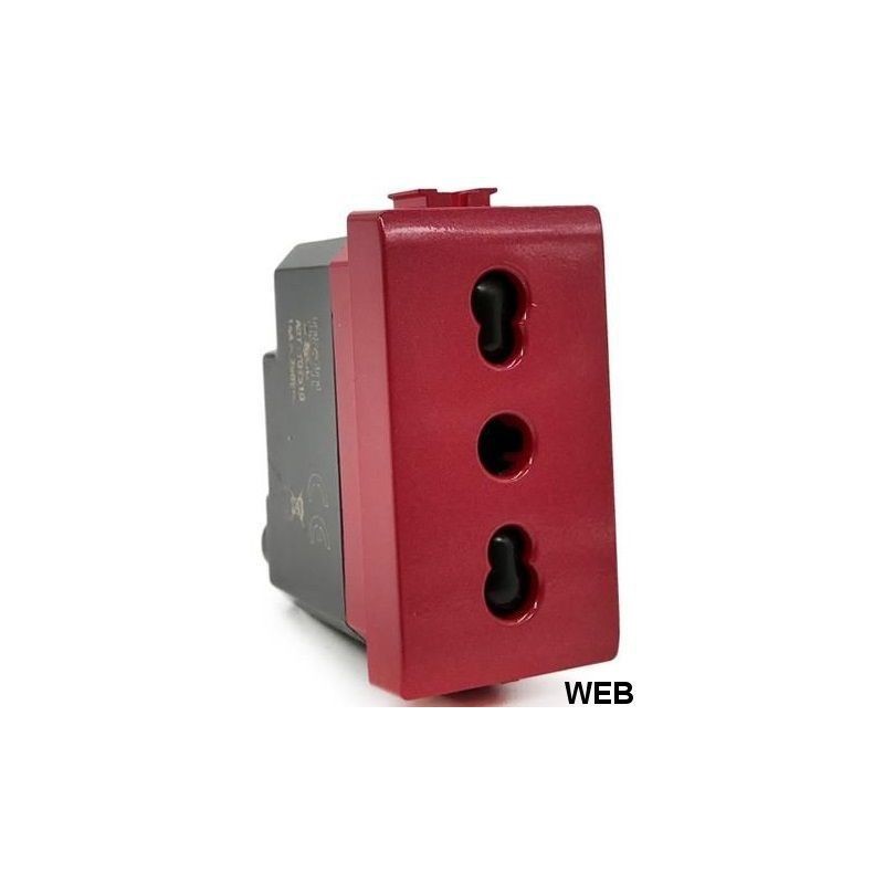 Presa bivalente 10-16A per segnalazione linea dedicata/emergenza rossa compatibile Living International
