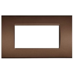 Placca in tecnopolimero 4 posti color bronzo compatibile Living International