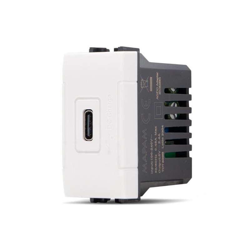 Presa USB tipo C 5V ricarica rapida 2.4A compatibile Living International
