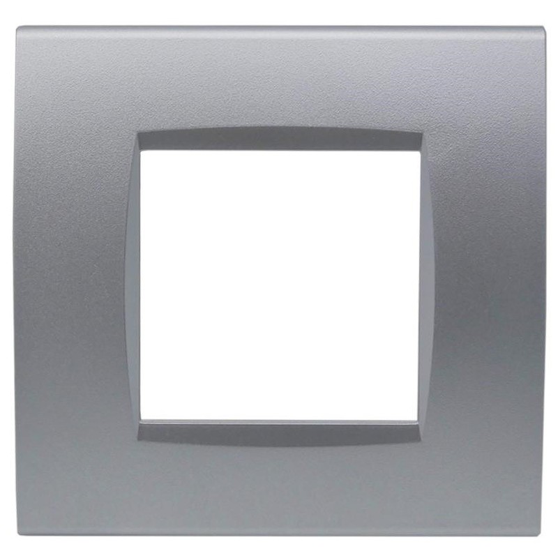 Placca 2 posti argento Soft Touch compatibile Living International