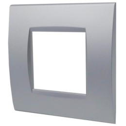 Placca 2 posti argento Soft Touch compatibile Living International