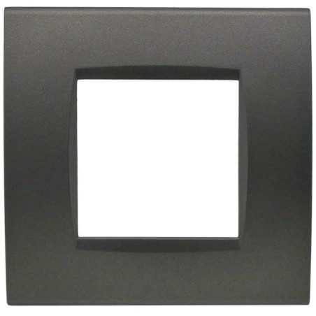 Placca 2 posti testa di moro Soft Touch compatibile Living International
