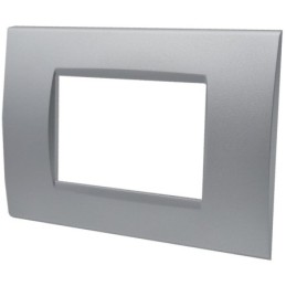 Placca 3 posti argento Soft Touch compatibile Living International