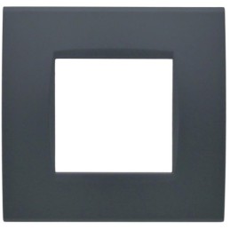 Placca 2 posti antracite Soft Touch compatibile Living International