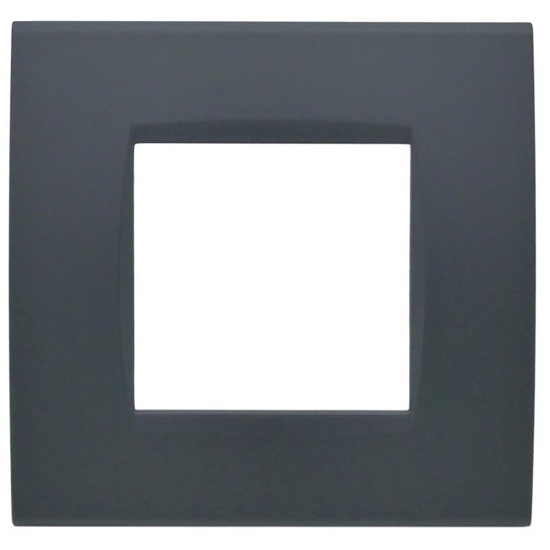 Placca 2 posti antracite Soft Touch compatibile Living International