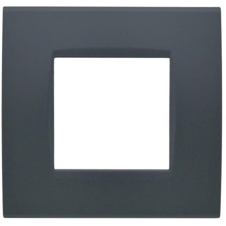 Placca 2 posti antracite Soft Touch compatibile Living International