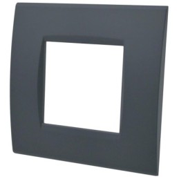 Placca 2 posti antracite Soft Touch compatibile Living International