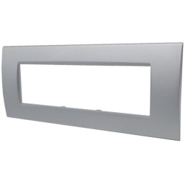Placca 7 posti argento Soft Touch compatibile Living International