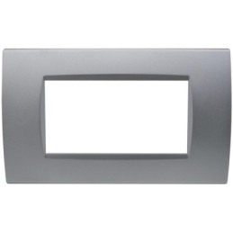 Placca 4 posti argento Soft Touch compatibile Living International