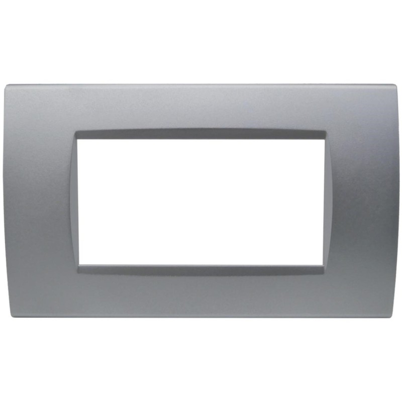Placca 4 posti argento Soft Touch compatibile Living International