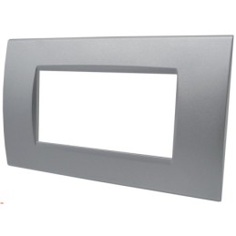 Placca 4 posti argento Soft Touch compatibile Living International