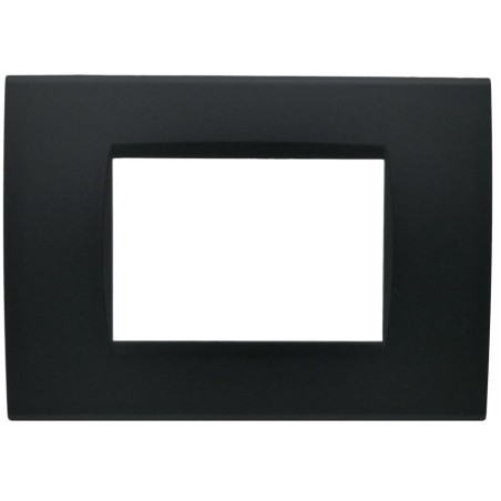 Placca 3 posti nera Soft Touch compatibile Living International