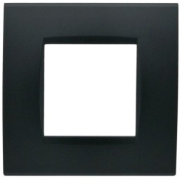 Placca 2 posti nera Soft Touch compatibile Living International