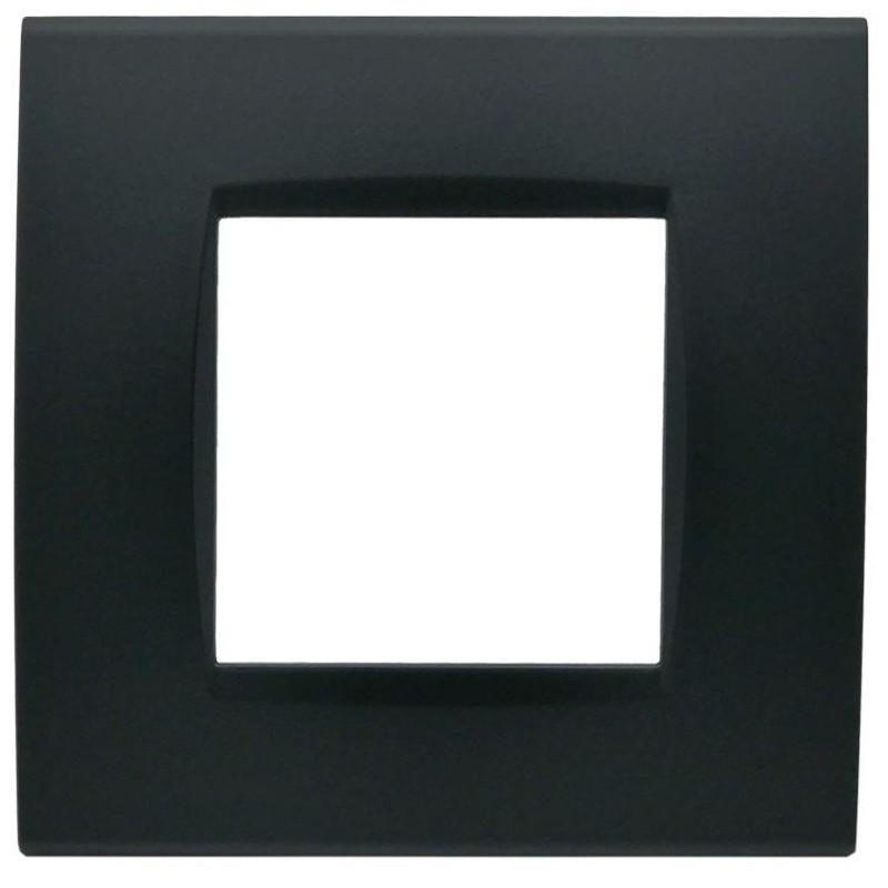 Placca 2 posti nera Soft Touch compatibile Living International