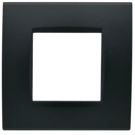 Placca 2 posti nera Soft Touch compatibile Living International