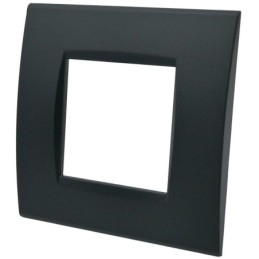Placca 2 posti nera Soft Touch compatibile Living International