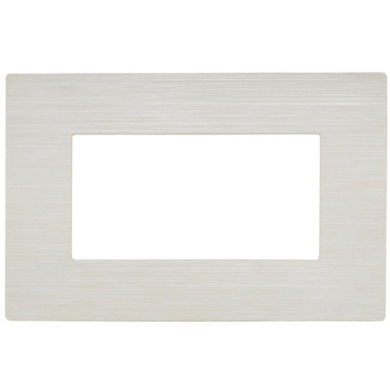 Placca bianco perla spazzolato 4 posti compatibile Living International