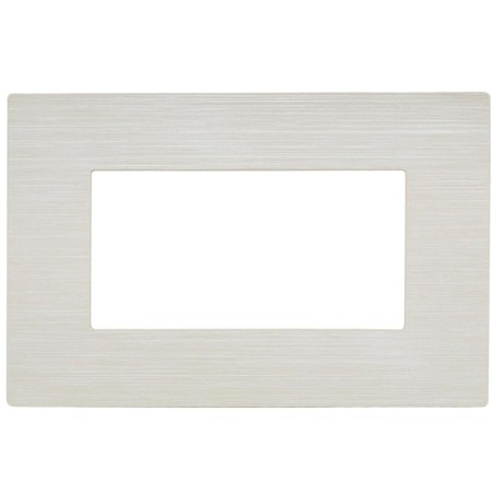 Placca bianco perla spazzolato 4 posti compatibile Living International