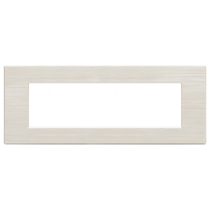 Placca bianco perla spazzolato 7 posti compatibile Living International